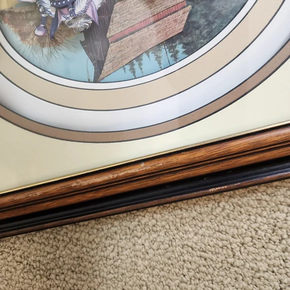 Vintage Gerlach Art Horses 3D Paper Tole in Rustic Wooden Glass Frame - Picture 11 of 14